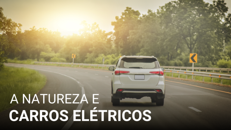 Um carro elétrico em uma estrada, trazendo a sustentabilidade como um dos seus benefícios